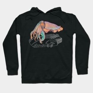 Cuttlefish Doodle-dark background Hoodie